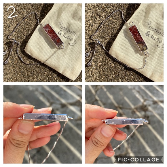 Mexican Agate Silver Crystal Boho Bracelet - Picture 4 of 5